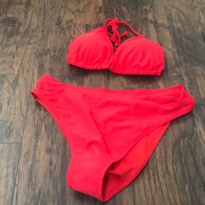 Red high waisted 2 piece